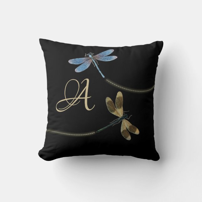 Coussin Dragonlies sur Monogramme noir (Recto)