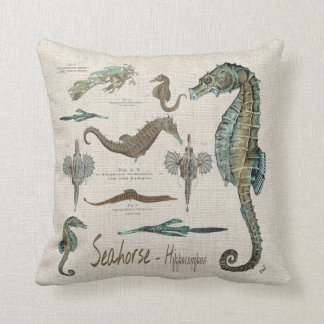 Coussin Dragons d'hippocampes, de mer, et tuyaux de mer