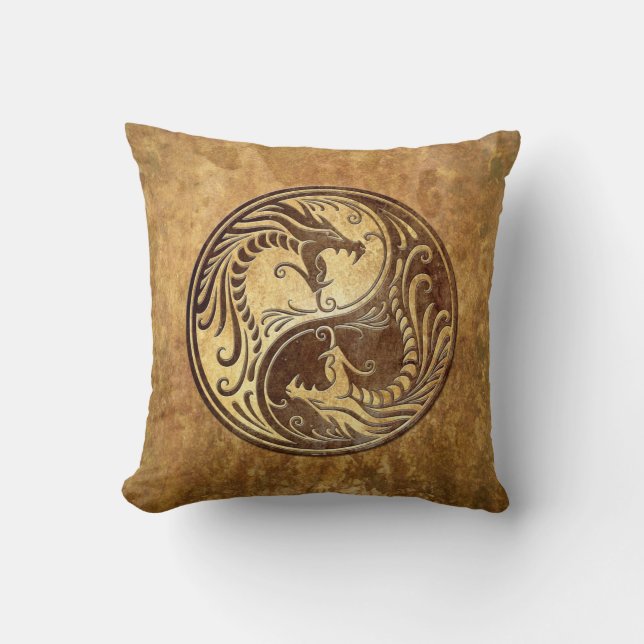 Coussin Dragons en pierre de Yin Yang (Recto)