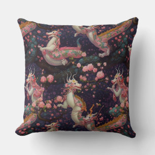 Coussin Dragons floraux géants