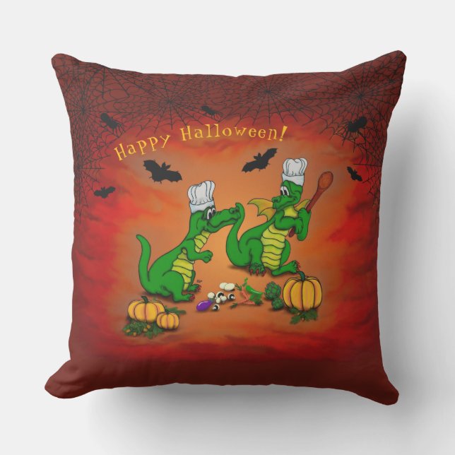 Coussin Dragons - Joyeux Halloween ! Aujourd'hui je vais c (Recto)