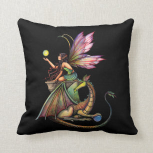 Coussin Dragon's Orbs Féerie Fée et Dragon Throw Pillow