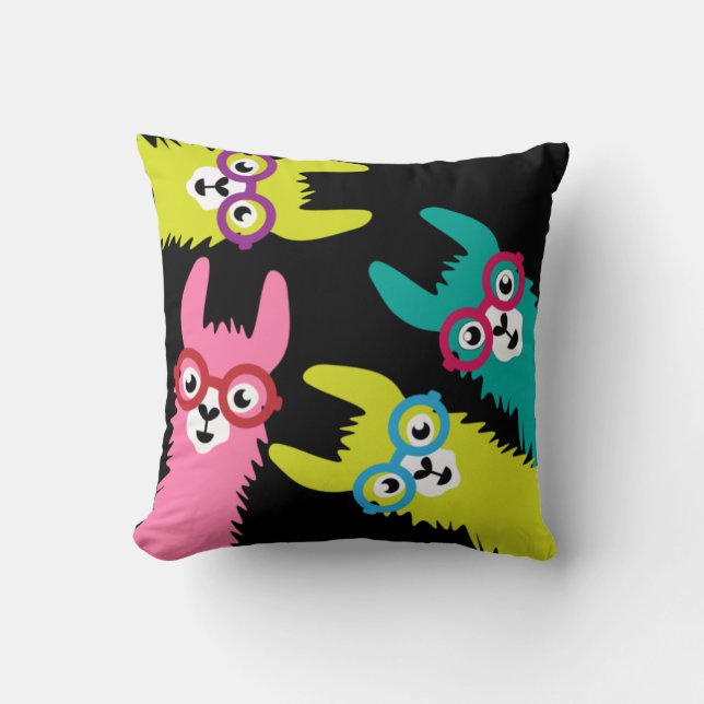 Coussin Drama Llama Camélid coloré (Recto)