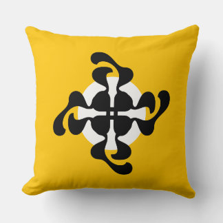 Coussin Dramatique double Q miroir Moderne jaune noir