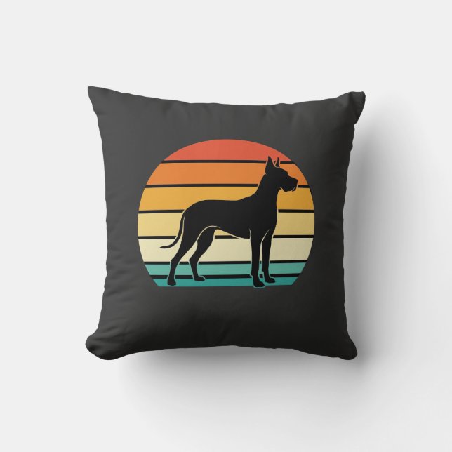 Coussin Drame danois Rétro Coucher de soleil Chien Silhoue (Recto)