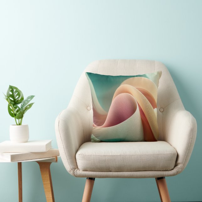 Coussin Drapé abstrait avec dégradé pastel fluide (Chaise)