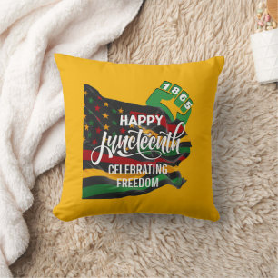 Coussin Drapeau afro-américain jaune de la fête JUNETEENTH