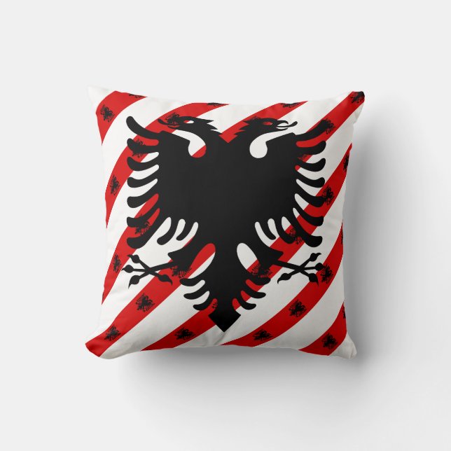 Coussin Drapeau albanais de rayures (Recto)