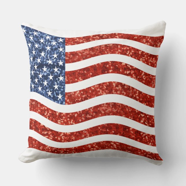 Coussin drapeau américain à impression fausse séquence (Recto)