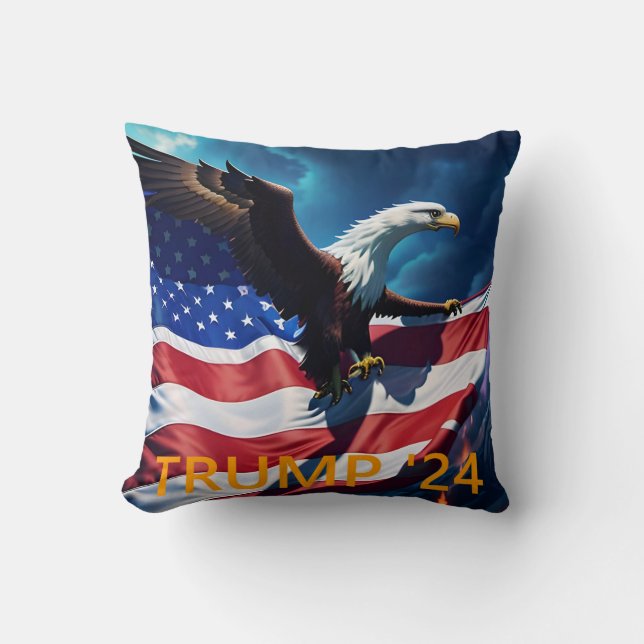 Coussin Drapeau Américain Aigle Américain TRUMP 2024 (Recto)