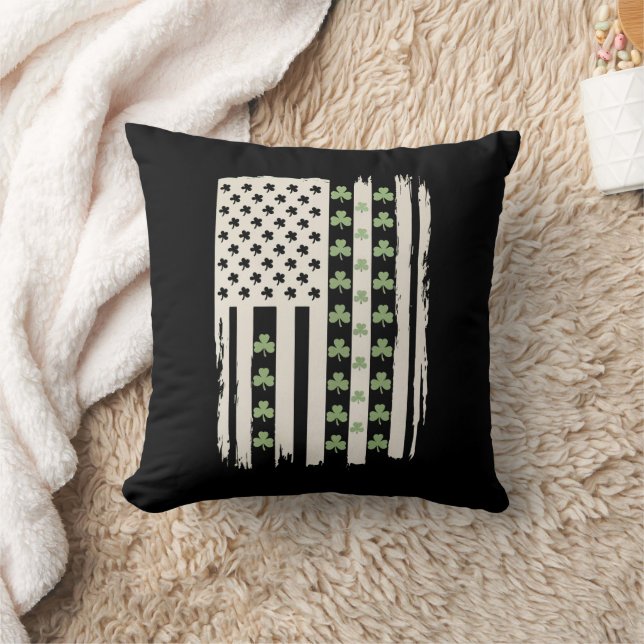 Coussin Drapeau américain avec trèfles pour la Saint-Patri (Couverture)