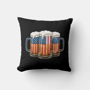 Coussin Drapeau américain bière 4 juillet Merica buvant US