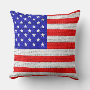 Coussin Drapeau américain Burlap Linen Russe Jute
