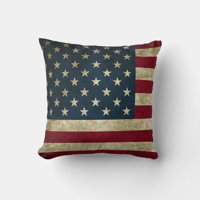 Coussin Drapeau américain des Etats-Unis de grunge (Recto)