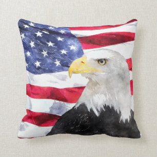 COUSSIN DRAPEAU AMÉRICAIN ET EAGLE