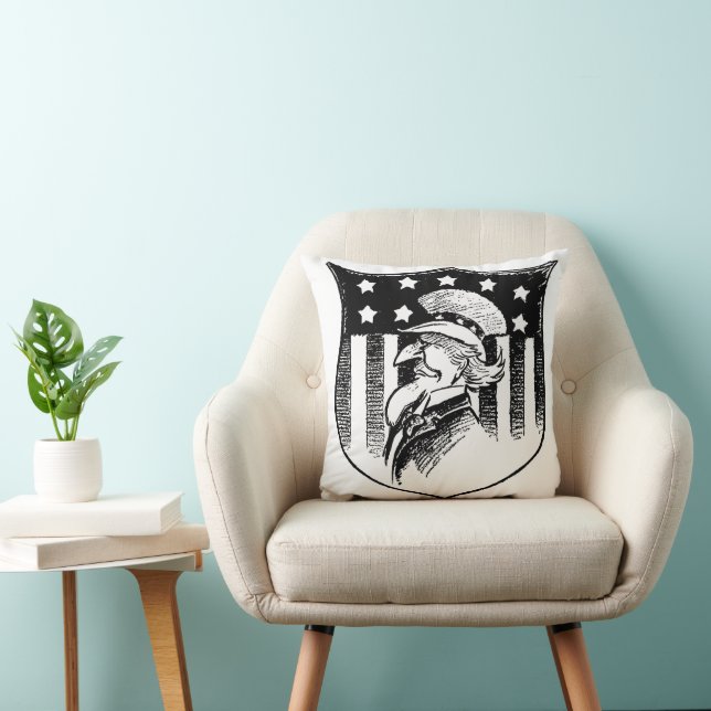 Coussin Drapeau américain et oncle Sam patriotique vintage (Chaise)