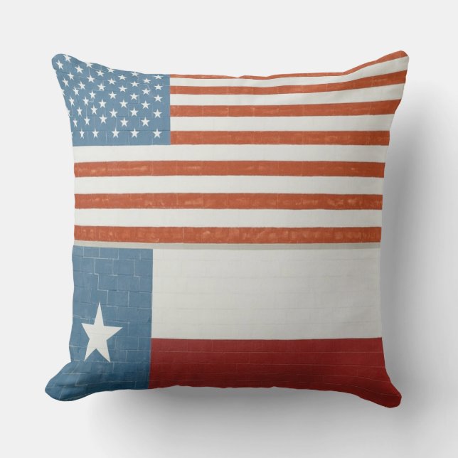 Coussin Drapeau américain et texan USA Rouge Blanc et Bleu (Recto)