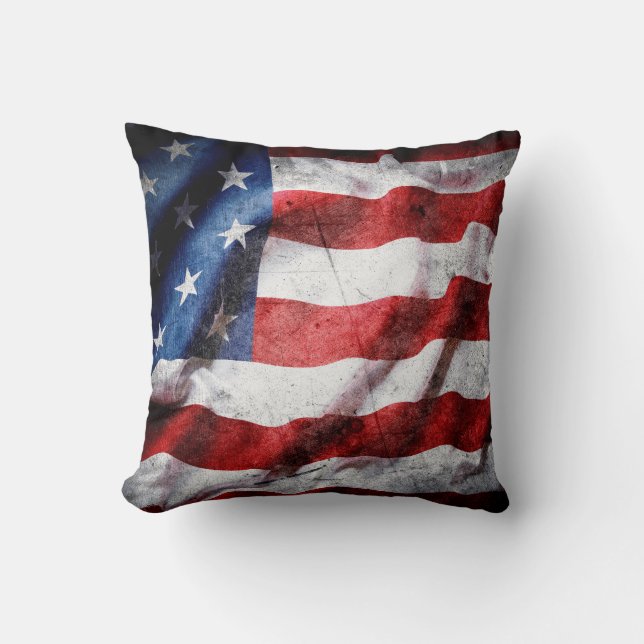 Coussin Drapeau américain Grunge (Recto)