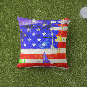 Coussin Drapeau américain Grunge