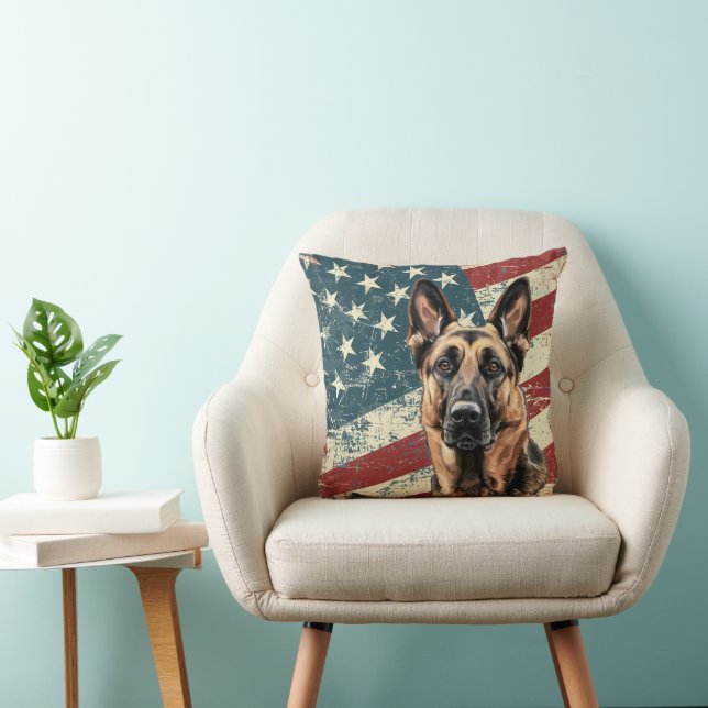 Coussin Drapeau américain Grunge Chien Malinois Belge (Chaise)