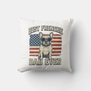 Coussin Drapeau américain Papa Frenchie vintage