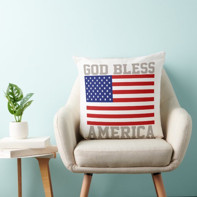 Coussin Drapeau américain patriotique Dieu bénisse l'Améri (Chaise)