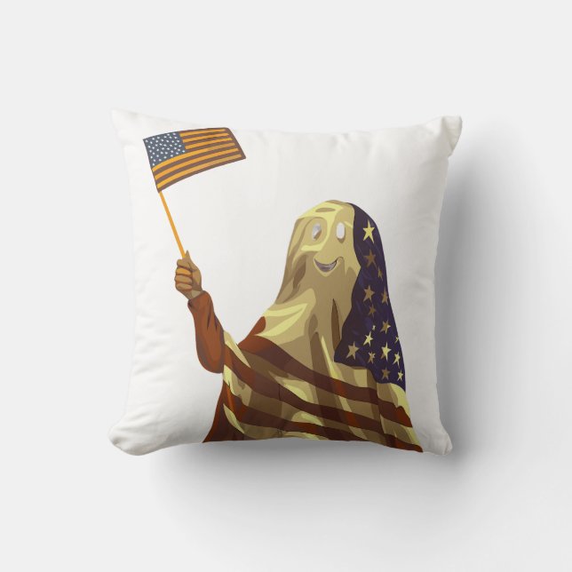 Coussin Drapeau américain patriotique Fantôme Halloween (Recto)