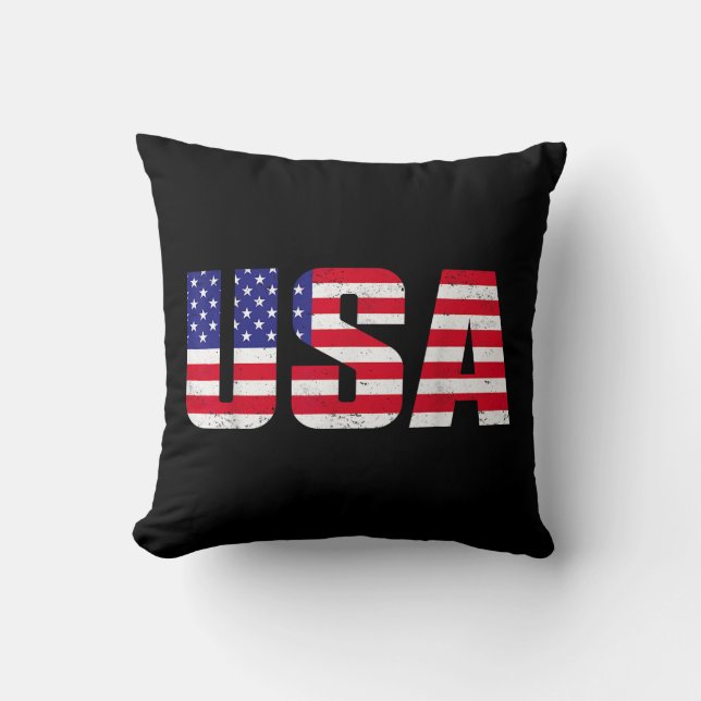 Coussin Drapeau Américain Patriotique Pour Hommes Femmes E (Recto)