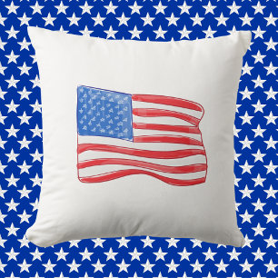 Coussin Drapeau américain patriotique   Rouge Blanc Bleu A