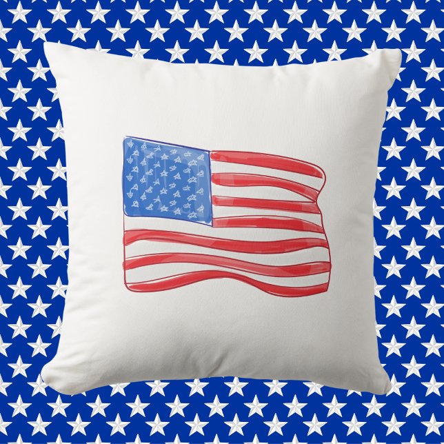 Coussin Drapeau américain patriotique | Rouge Blanc Bleu A (Créateur téléchargé)