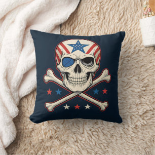 Coussin Drapeau américain Patriotique Skull and Crossbones