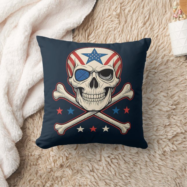 Coussin Drapeau américain Patriotique Skull and Crossbones (Couverture)