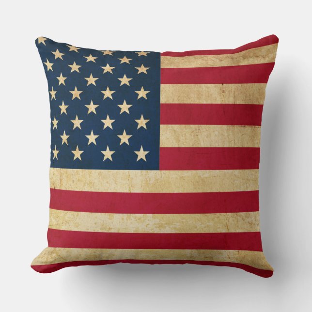 Coussin Drapeau américain patriotique vintage (Recto)