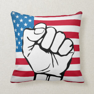 Coussin Drapeau américain Poing levant