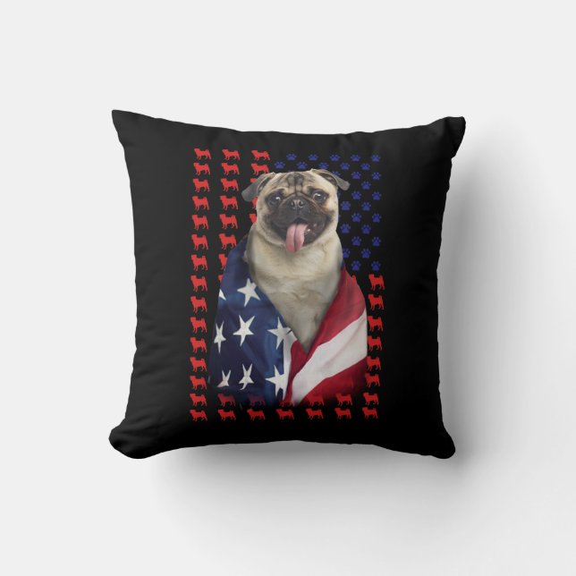 Coussin Drapeau américain Puggy (Recto)