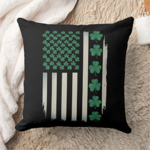 Coussin Drapeau américain Shamrock Jour de la Saint Patric