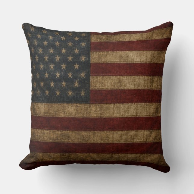Coussin Drapeau américain vintage graisseux  (Recto)
