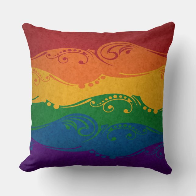 Coussin Drapeau arc-en-ciel de la Fierté LGBTQ fantaisie e (Recto)