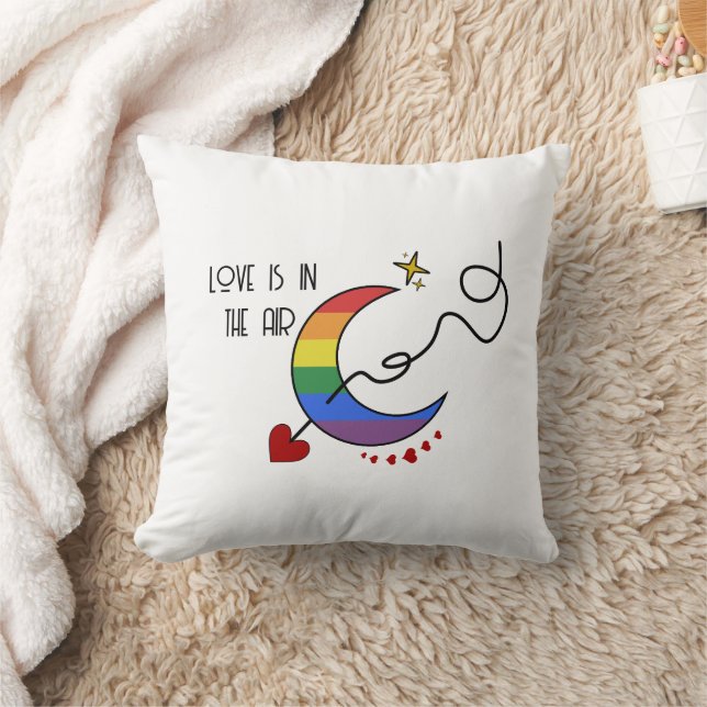Coussin Drapeau arc-en-ciel LGBTQ Amour dans l'air (Couverture)