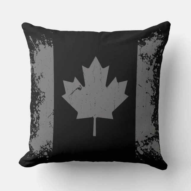 Coussin Drapeau argenté de grunge du Canada (Recto)