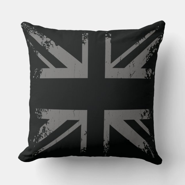 Coussin Drapeau argenté de grunge d'Union Jack (Recto)