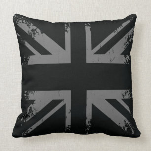 Coussin Drapeau argenté de grunge d'Union Jack