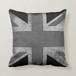 Coussin Drapeau artistique vintage du R-U de grunge