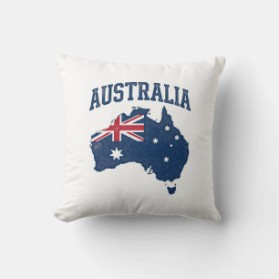 Coussin Drapeau Australie Carte Graphique en détresse vint