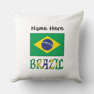 Coussin Drapeau brésilien du Brésil Nom personnalisé