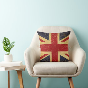 Coussin Drapeau britannique Union Jack Vintage Grunge