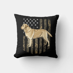 Coussin Drapeau Camo Américain Jaune Labrador Retriever