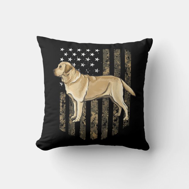 Coussin Drapeau Camo Américain Jaune Labrador Retriever (Recto)