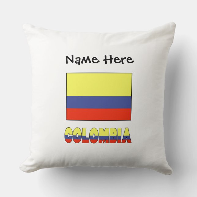 Coussin Drapeau colombien Colombie Personnalisation noire  (Recto)