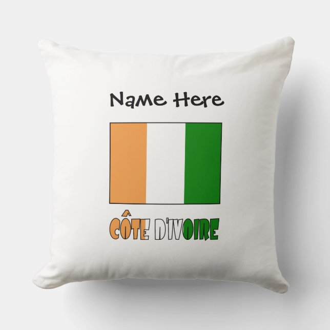 Coussin Drapeau Côte d'Ivoire Côte d'Ivoire Personnalisé N (Recto)